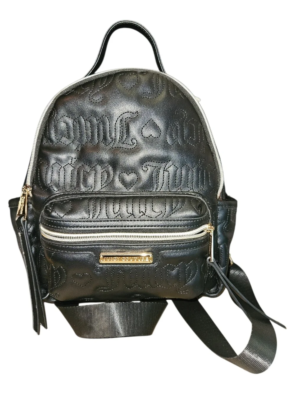 Juicy Couture Gothic Status Our Zips Say It All Black Mini Backpack Y2K